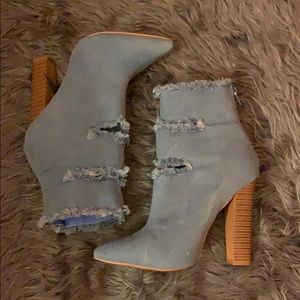 Denim booties